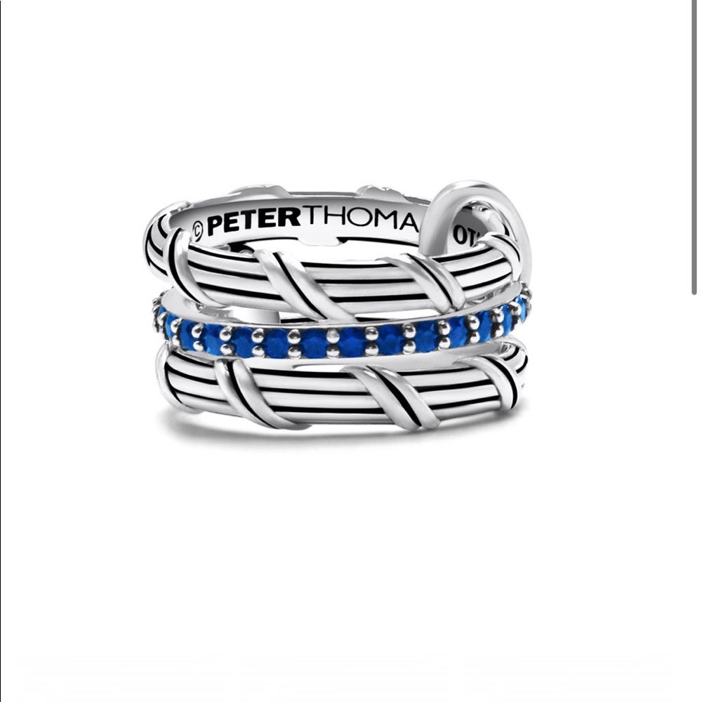 New SIGNATURE CLASSIC CONNECTED RING WITH BLUE SAPPHIRES IN STERLING SILVER
